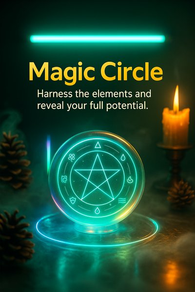 Enchanting Neon Magic Circle with Illuminated Elements