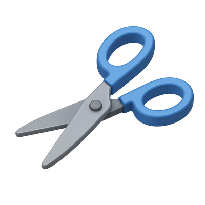 Stylish 3D Scissors Icon with Blue Handles