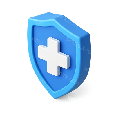 3D Medical Shield Icon with Cross Design