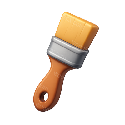Stylized 3D Paintbrush Icon with Flat End