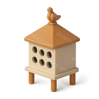 Stylish 3D Dovecote Icon with Isometric Design