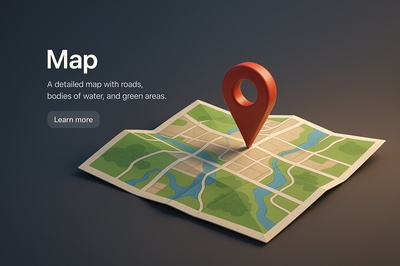 Detailed 3D Map with Environmental Features and Interactive Elements