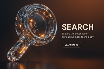 Hyperrealistic 3D Scene of a High-Tech Search Interface