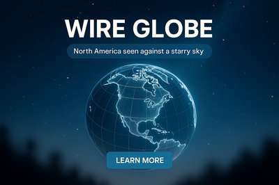 Wireframe Globe Visualization with Starry Background