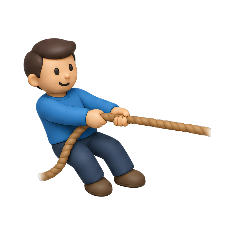person pulling a rope