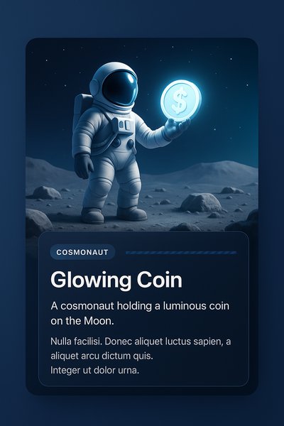 Astronaut Holding a Glowing Coin on the Moon