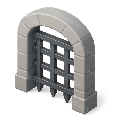 3D Archway Icon with Gate Design