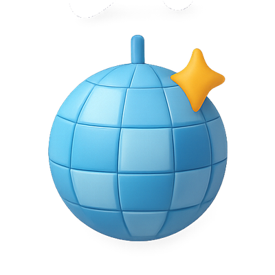 3D Blue Puzzle Globe with Star Accent