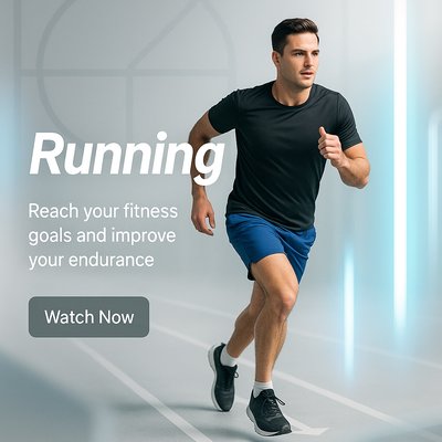 Dynamic Fitness Promotion Image Featuring Running Theme