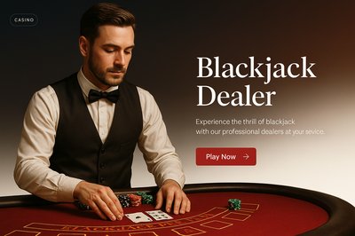 Stylish Blackjack Dealer Web Design Concept