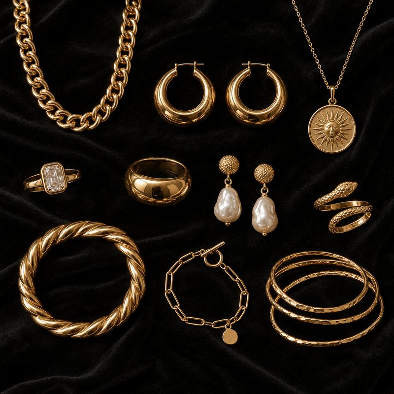 Elegant gold jewelry elements