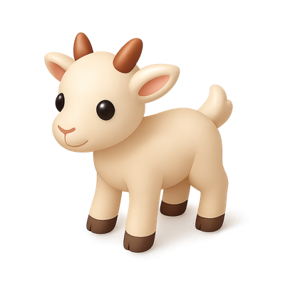 Adorable 3D Baby Goat Icon with Isometric View