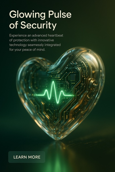 Hyperrealistic Glowing Heart of Security in High-Tech Design