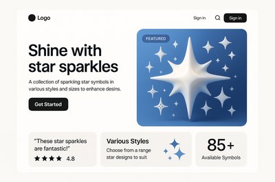 Bento Style Landing Page Design Featuring Star Sparkles