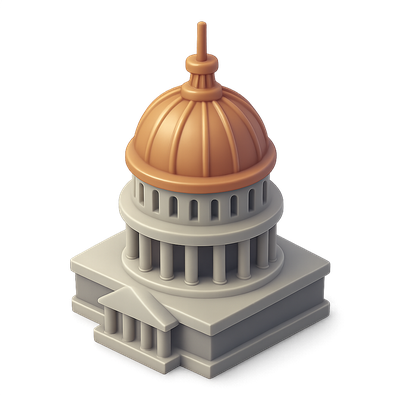 3D Legislative Dome Icon in Isometric View