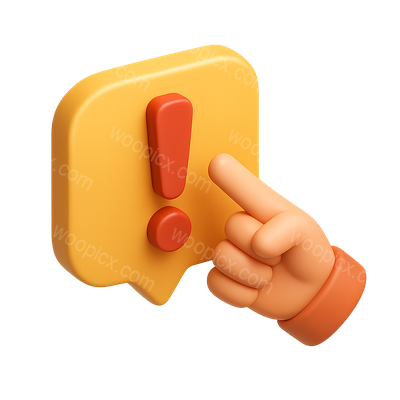 3D Blame Icon with Gesture and Exclamation Mark