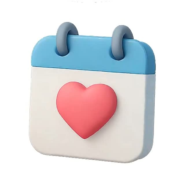 Colorful Calendar Icons with Heart Design for Planning