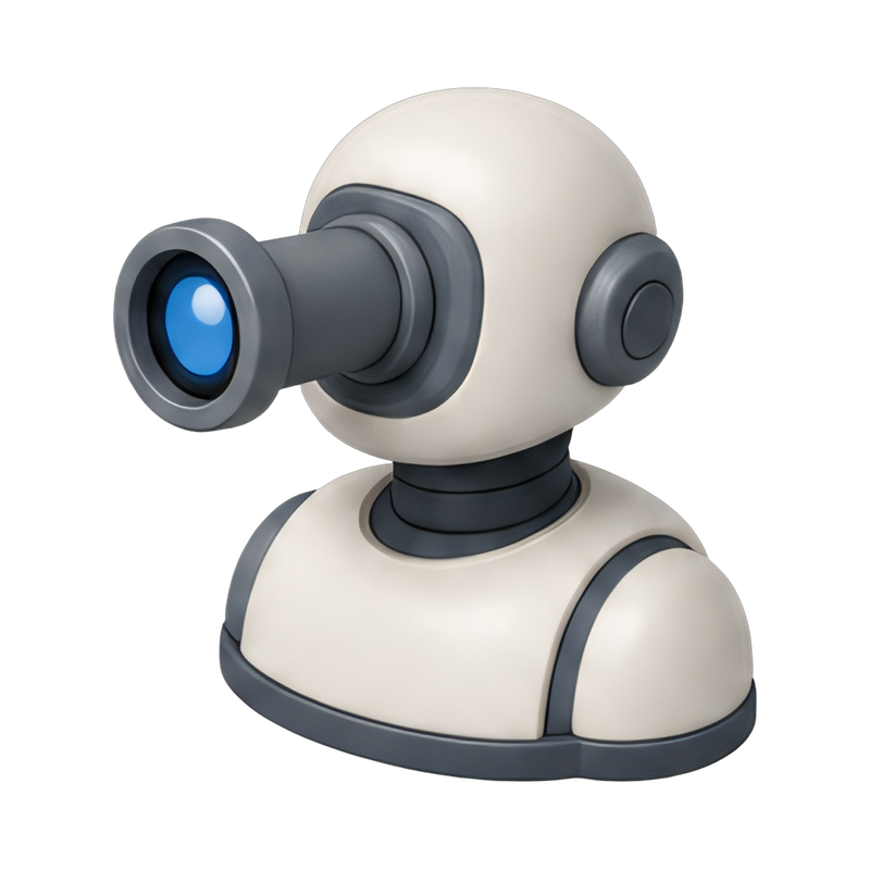 robot bust with periscope eye