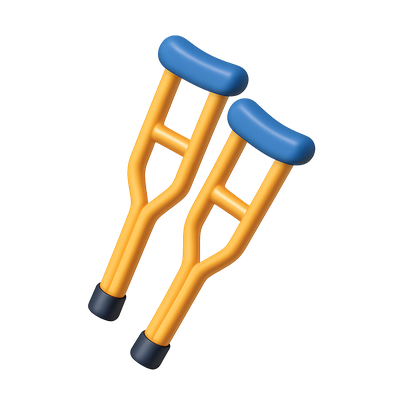 Stylish 3D Icon of Crutches with Isometric Design