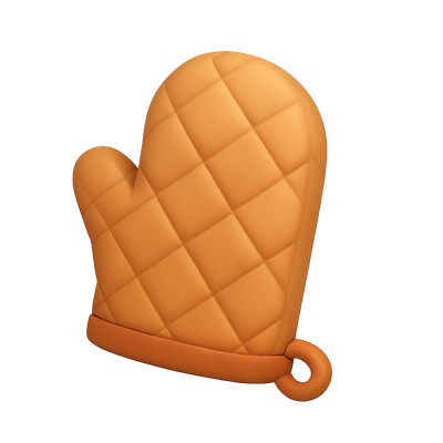 Stylish 3D Oven Mitt Icon in Isometric View