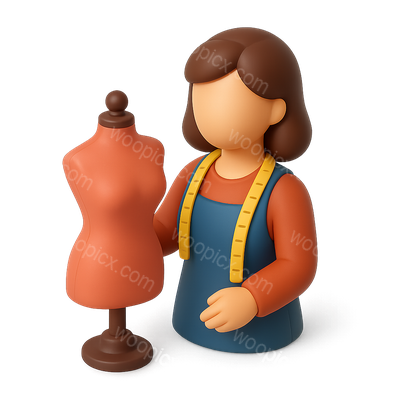Stylized Dressmaker Icon with Dress Form in 3D