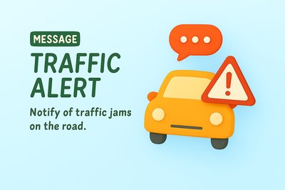3D Illustration of Traffic Alert Notification Concept