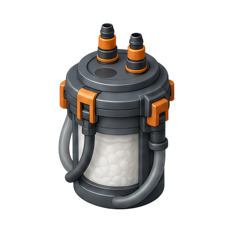 Canister filter with hoses
