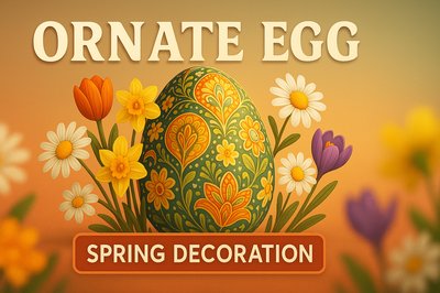 Colorful Ornate Egg Design for Spring Decorations