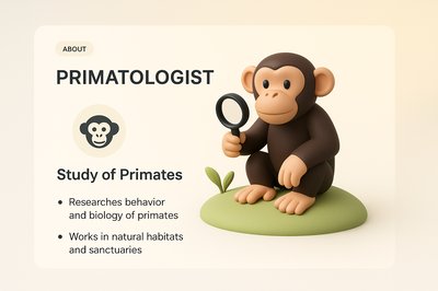 3D Illustration of a Primatologist Studying Primates