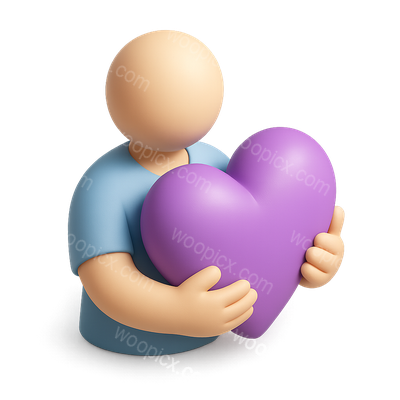 3D Palliative Care Icon with Heart Symbol