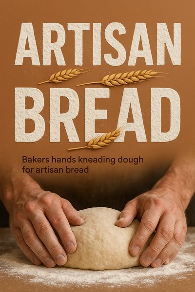 Artisan Bread Preparation with Hands Kneading Dough