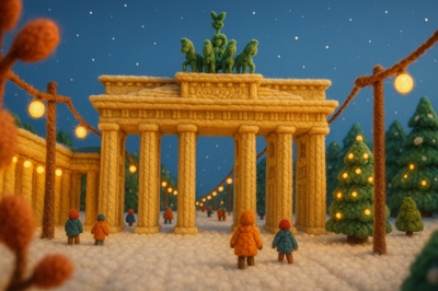 Winter Wonderland Scene at Brandenburg Gate, Berlin