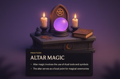 3D Magical Altar Illustration with Mystical Elements