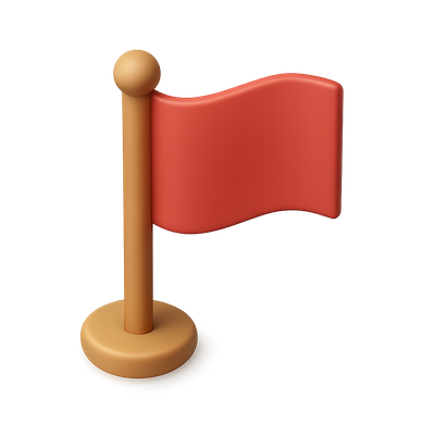 Stylized 3D Flag Icon with Isometric View