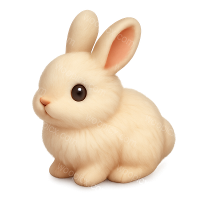 Charming 3D Bunny Icon with Fluffy Texture