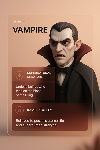 Stylish 3D Vampire Design with Informative Overlay