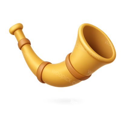Stylish 3D Golden Musical Horn Icon