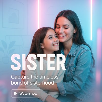 Emotional Sisterhood Promotional Graphic with Modern Design