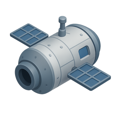 3D Space Station Module Icon in Isometric View