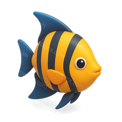 Colorful 3D Angelfish Icon with Stripes