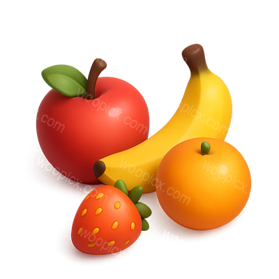 Colorful 3D Fruit Icon with Isometric View