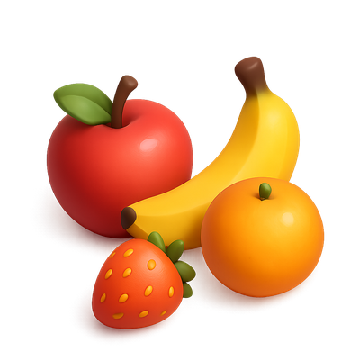 Colorful 3D Fruit Icon with Isometric View