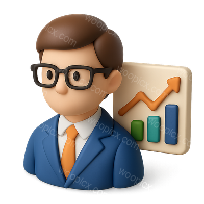 3D Stockbroker Icon Featuring Graph Charts