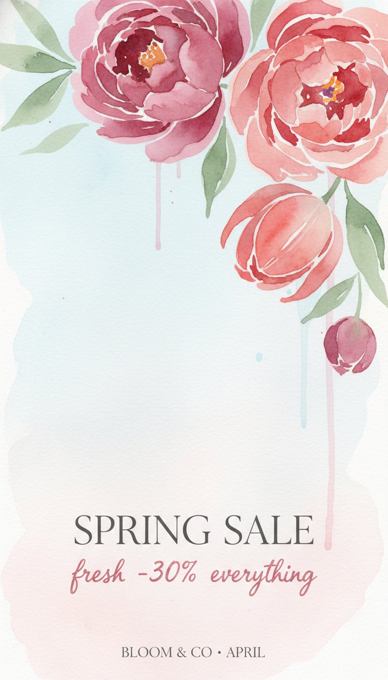 Spring sale watercolor banner