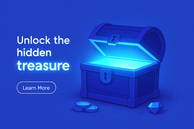 Glowing Blue Chest with Hidden Treasure Theme