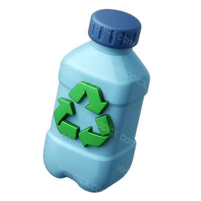 3D Recyclable Bottle Icon with Isometric View