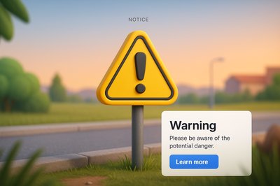 Detailed 3D Illustration of a Warning Sign in Context