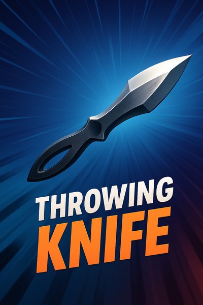 Dynamic Throwing Knife Illustration with Bold Text