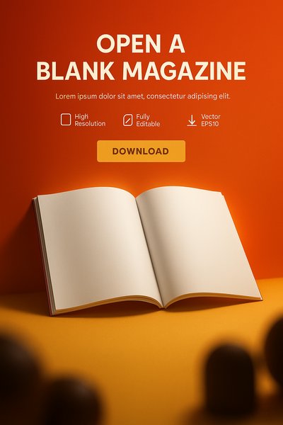 Blank Magazine Mockup for Download and Editing