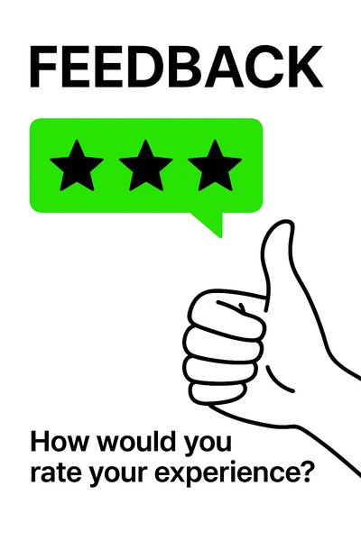 Customer Feedback Request Graphic with Rating Stars
